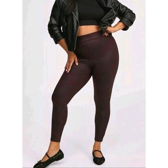 Torrid Pants - Torrid Leggings 2X Ponte Burgundy Foil Print Mid Rise Full Length Plus Size New